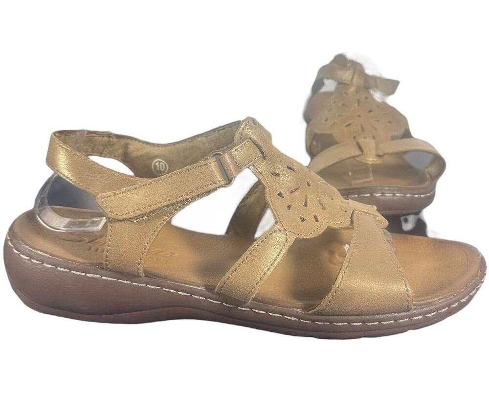 Skechers Brown Comfort Sandals Women’s Size 10 Open Toe Hook & Loop Casual Shoe